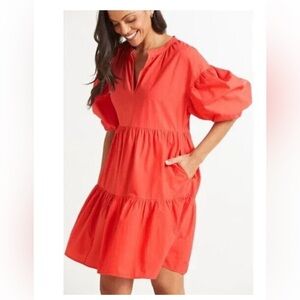 Sundry For Evereve Coral The Anywhere Tiered Dress Size 4 with pockets